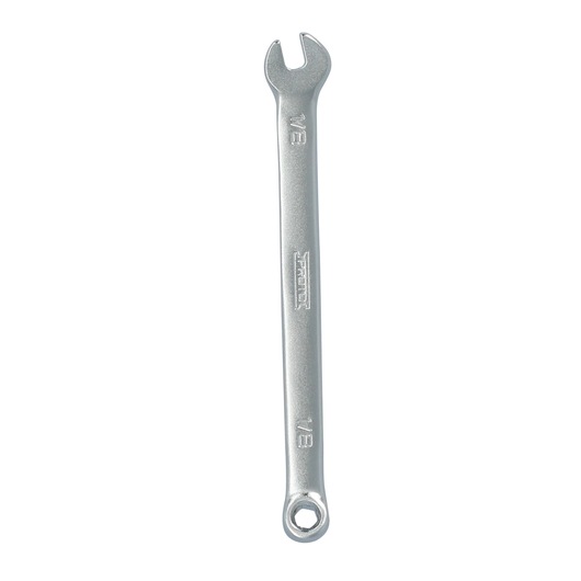 PROTO J1204EFM silver combination wrench, 1/8 inch, front angle, on white background.