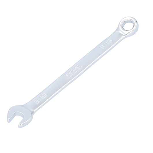 PROTO J1206EFM chrome combination wrench with open and box ends, top angle on white background.