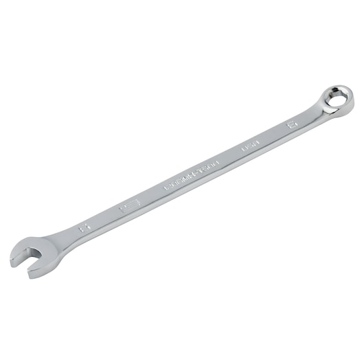 PROTO chrome combination wrench, SKU J1207MH-T500, front angle, with open and box end on white background.