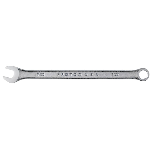 PROTO J1207MA combination wrench 7mm, silver, flat lay on white background.