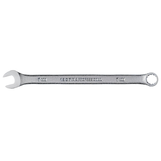 PROTO J1207MA combination wrench, 7 mm, silver finish, side view on white background