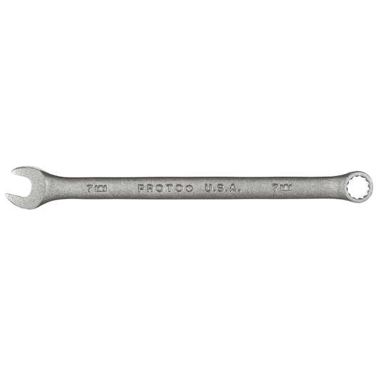 PROTO J1207MBA combination wrench, matte silver finish, straight-on view on white background.