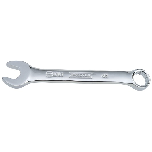 PROTO J1208MES combination wrench, chrome finish, 8 mm, flat side view, white background.