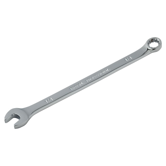 PROTO J1208SPL chrome combination wrench 1/4 inch, front angle, tool photography