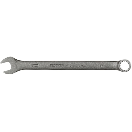 PROTO J1209MBA combination wrench, matte silver finish, box end and open end, top view on white background.