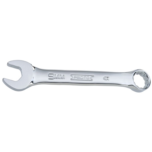 PROTO J1209MES 9mm combination wrench, silver finish, front angle, white background.