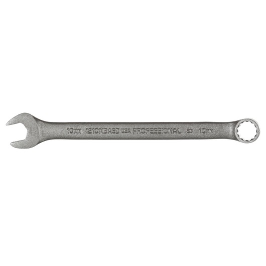 Proto J1210MBASD silver combination wrench, 10mm, photography, side view on white background.