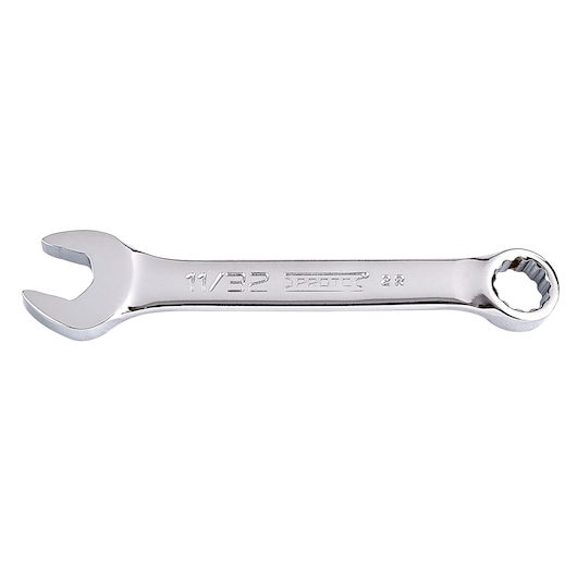 PROTO J1211ES polished chrome combination wrench with open and box ends, 11/32 size, product photo on white background.