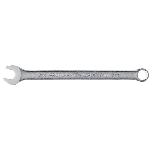 PROTO J1211MASD combination wrench, silver finish, 11mm size, product side view on white background.