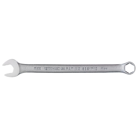 PROTO J1211MHASD silver combination wrench, photography, front angle on white background.