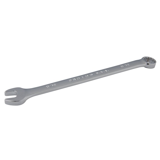 PROTO J1211SPL chrome combination wrench with open-end and box-end, angled view on white background.