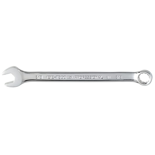 PROTO J1212-T500 combination wrench, chrome finish, 3/8 inch, side view on white background.