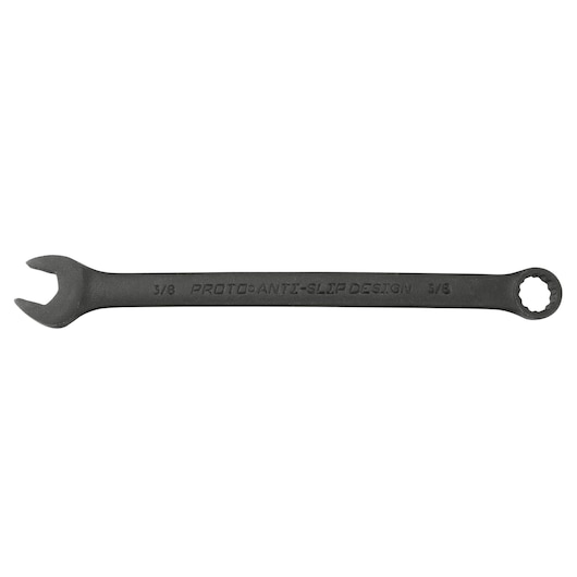 PROTO J1212BASD black combination wrench, anti-slip design, 3/8 inch, front angle on white background.