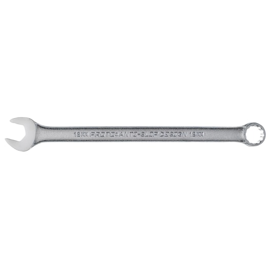PROTO J1212MASD combination wrench, silver, open and box ends, side angle on white background.