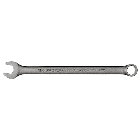 PROTO J1212MBASD combination wrench, silver, 12mm size, anti-slip design, top view on white background.