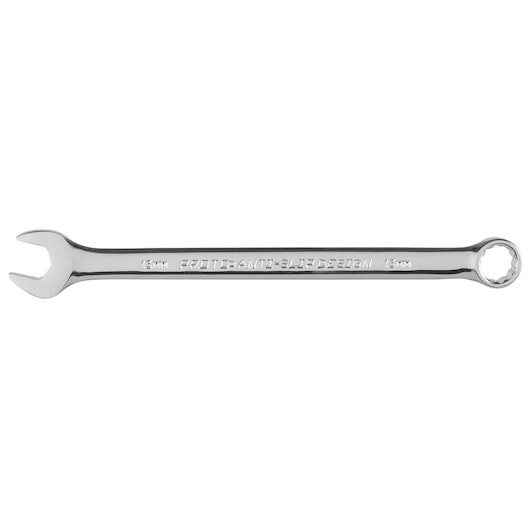 PROTO J1213M-T500 combination wrench, 13mm, polished chrome finish, top view on white background.