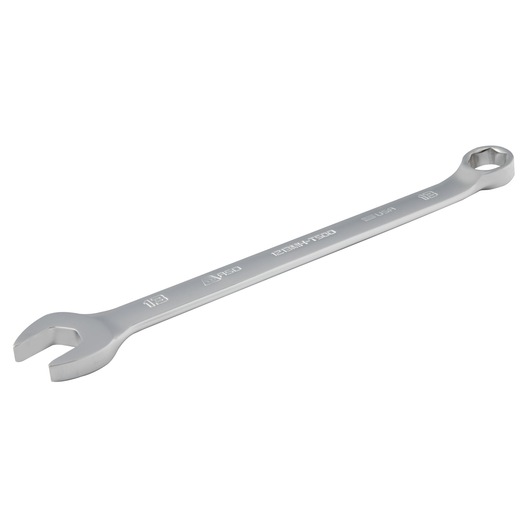 PROTO J1213MH-T500 silver combination wrench, open and box ends, side angle, white background.