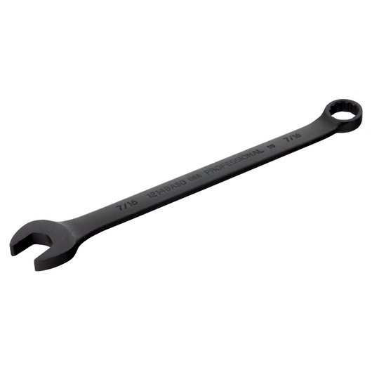 PROTO J1214BASD black combination wrench with open-end and box-end, angled view on white background.
