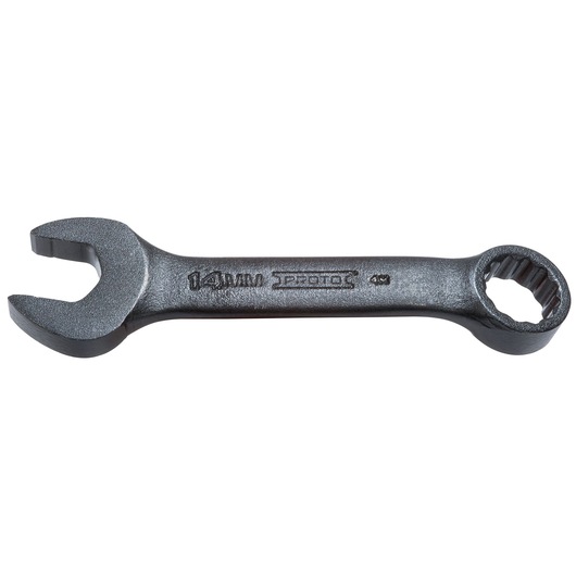 PROTO J1214MESB combination wrench, 14mm, matte black finish, front angle photography on white background.