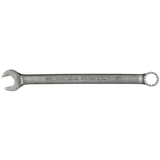 PROTO J1215MBASD combination wrench, 15mm, silver finish, product photography, side angle on white background.