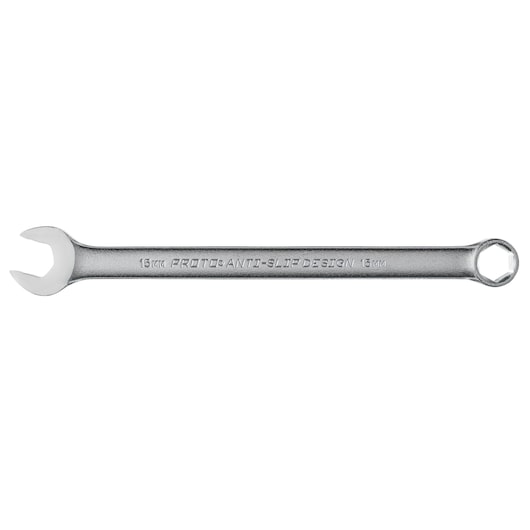 PROTO J1215MHASD matte silver combination wrench, 15mm, front angle on white background.