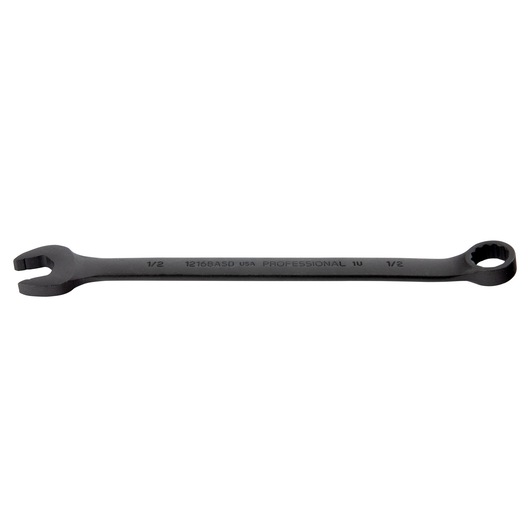 PROTO J1216BASD black combination wrench, half-inch, product photo on white background.