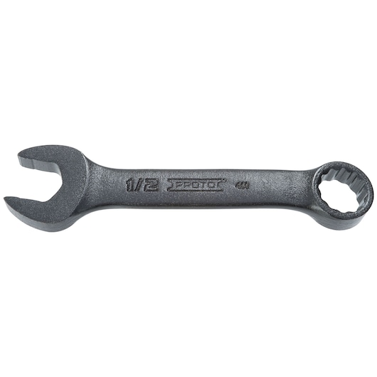 PROTO J1216ESB combination wrench, 1/2 inch size, matte black finish, studio angle on white background.