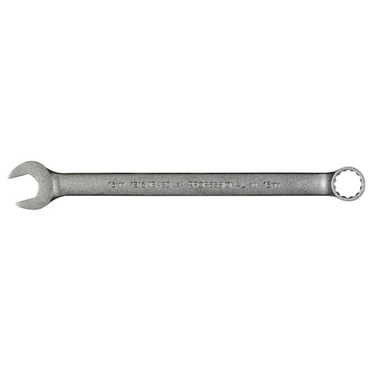 PROTO J1216MBASD combination wrench, silver metal, 16mm, front view on white background.