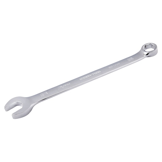 PROTO J1216MH-T500 combination wrench, chrome finish, 11/16 inch, open-end and box-end, angled view on white background.