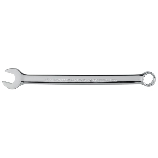PROTO J1217M-T500 combination wrench, 17mm, polished chrome finish, photography, side view, tool category.