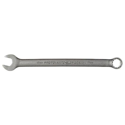 PROTO J1217MBASD combination wrench, 17mm, silver, top view on white background