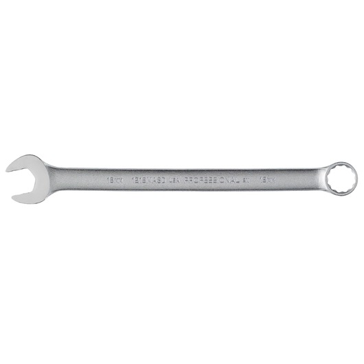 PROTO J1218MASD combination wrench silver finish, 18mm, product photo on white background.