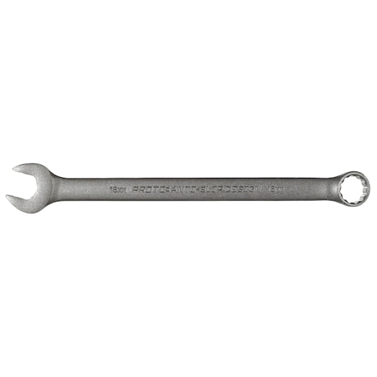 PROTO J1218MBASD combination wrench, matte silver, 18mm size, photography on white background, tool category.