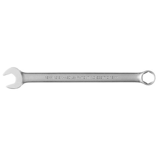 PROTO J1218MHASD combination wrench, silver finish, 18mm, top view on white background.