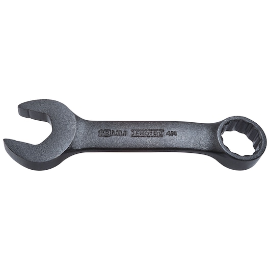 PROTO J1219MESB black combination wrench, 19mm size, front angle on white background.
