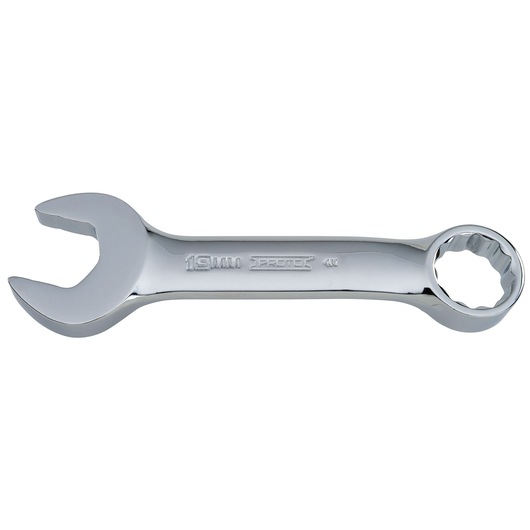 PROTO J1219MES combination wrench with chrome finish, 19mm size, front angle on white background.
