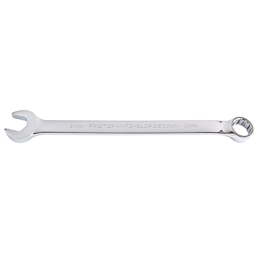 PROTO J1220M-T500 combination wrench, silver, 20mm size, product photo on white background.