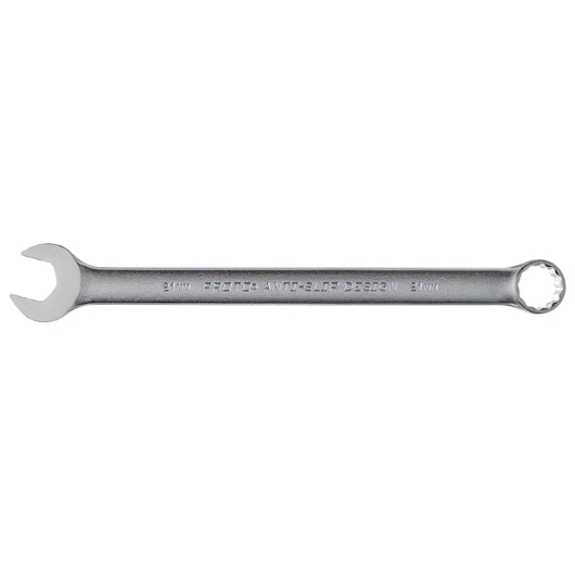 PROTO J1221MASD combination wrench, silver finish, 21mm size, front view on white background.