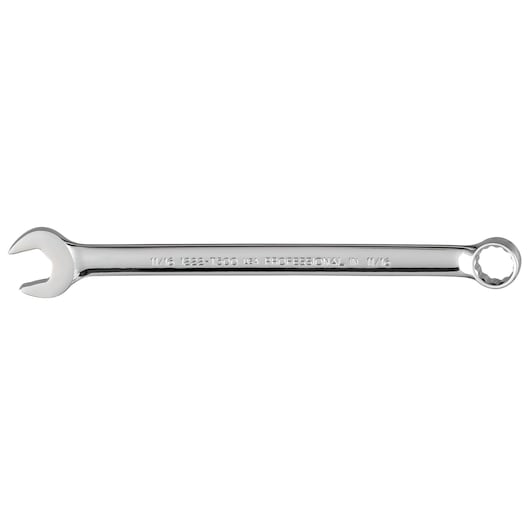 PROTO J1222-T500 polished combination wrench, 11/16 inch, front angle, photography on white background.