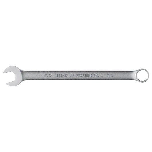 PROTO J1222ASD combination wrench, silver finish, photography of side angle on white background.