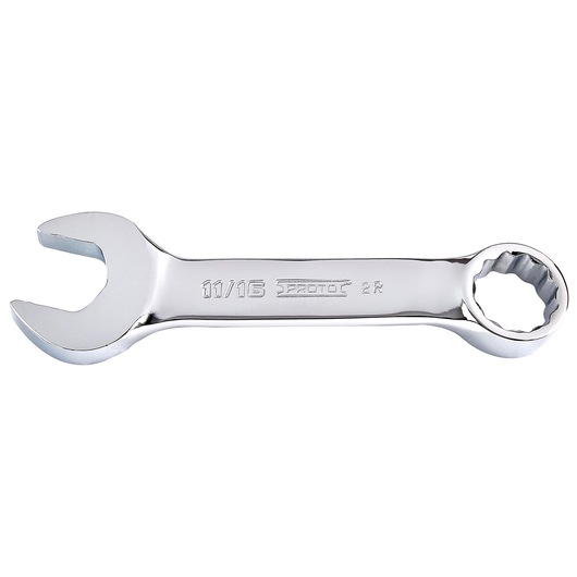 PROTO J1222ES combination wrench, chrome finish, 11/16 inch, product photo on white background.