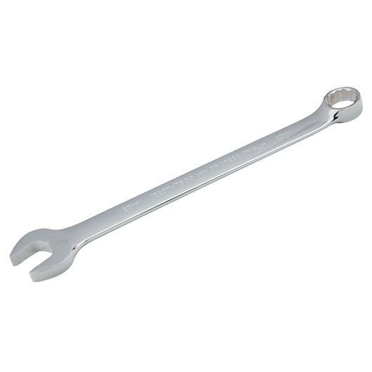 PROTO chrome combination wrench, J1223M-T500, 23mm, side angle, tool on white background.