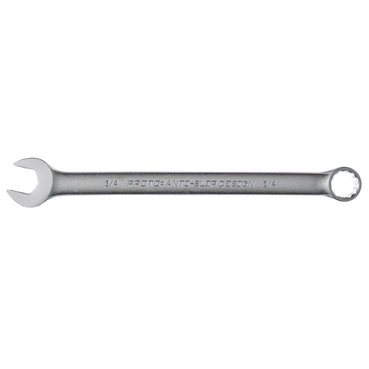 PROTO J1224ASD combination wrench, silver finish, with anti-slip design, front view on white background.