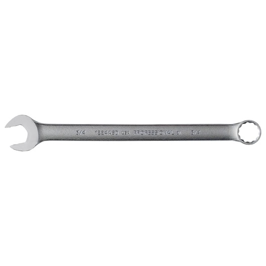 PROTO J1224ASD combination wrench, silver finish, top view on white background.