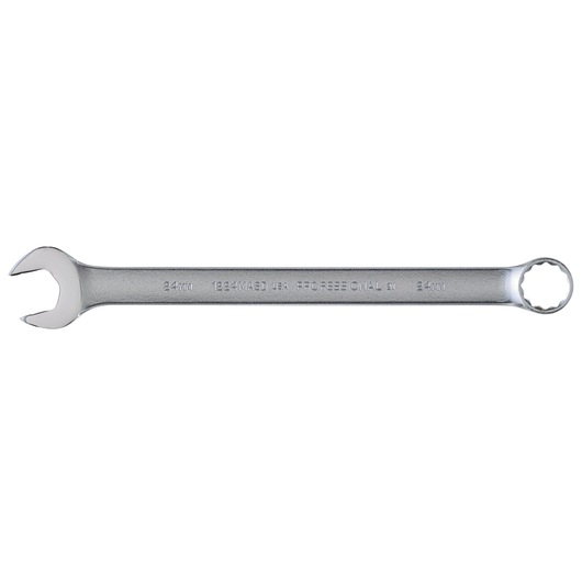 Photo of PROTO J1224MASD combination wrench, 24mm, silver finish, top view on white background.