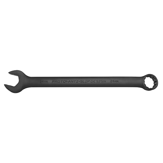 PROTO J1224MBASD black combination wrench with anti-slip design, 24mm, front angle on white background