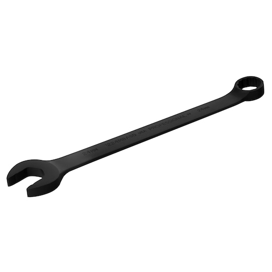 PROTO J1224MBASD black combination wrench, open-end and box-end, angled side view on white background.