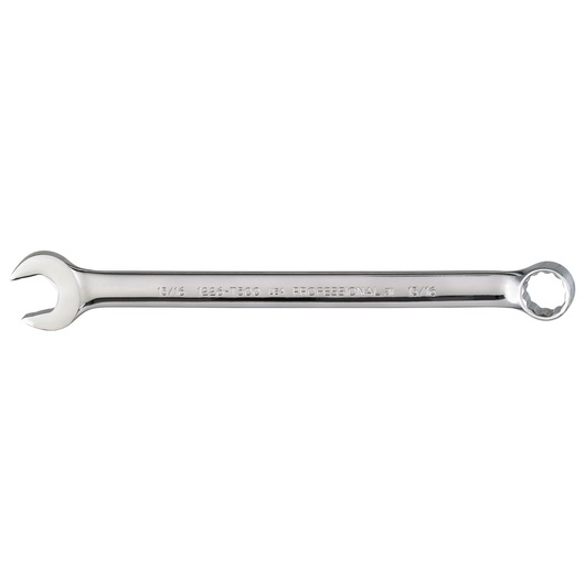 PROTO J1226-T500 combination wrench, polished chrome, photography, side angle on white background
