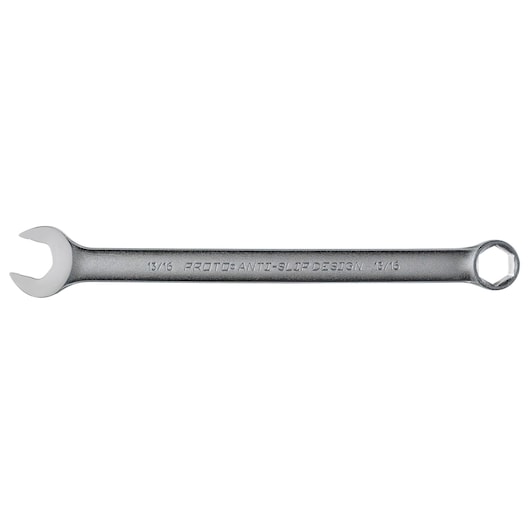 PROTO J1226HASD combination wrench, silver finish, 13/16 inch, anti-slip design, side view on white background.