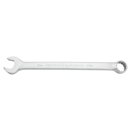 PROTO J1227MASD combination wrench, silver, 27mm, anti-slip design, product photographed on white background.